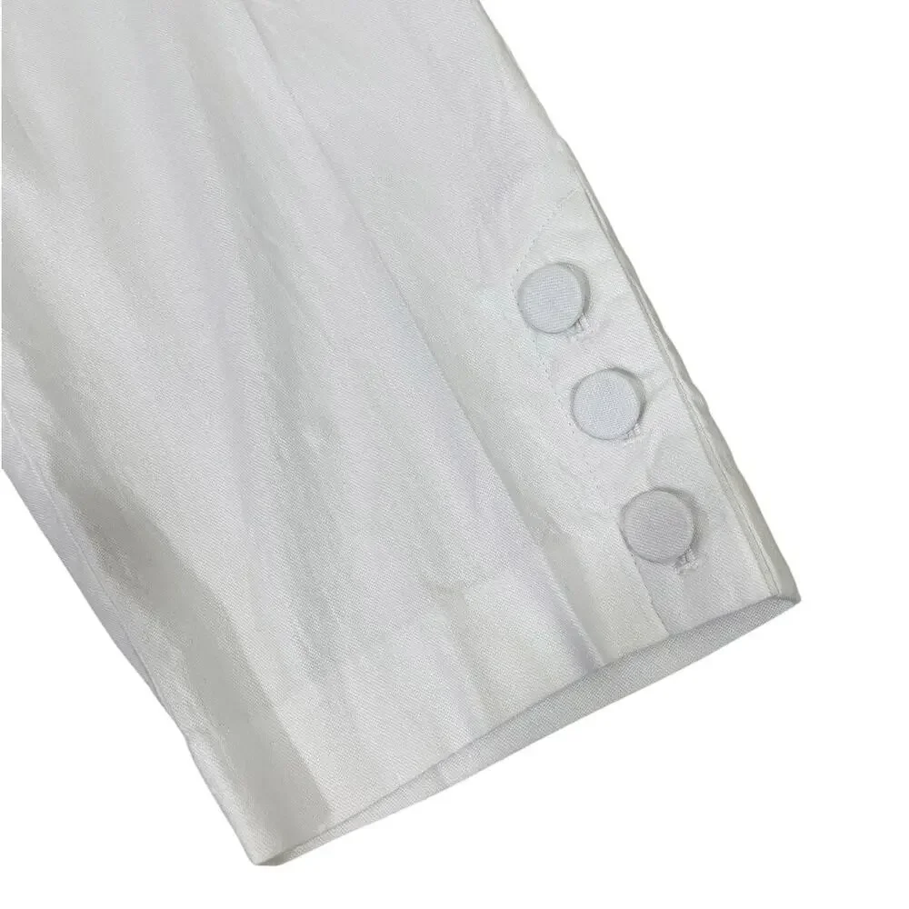 J.Jill Linen Stretch Pull On Cropped Ankle Pant White Sz MP Minimalist Coastal